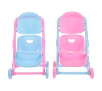 Kisangel Lot de 2 Poussettes Pliables Légères pour Poupées, Accessoires de Jeu D'imitation pour Garçon et Filles, Poussette Portable Multicolore, pour Développement Couleur Aléatoire