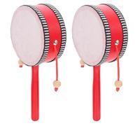 Kisangel Lot de 2 Tambours à Hochet Vintage 10 Cm, Jouets D’éveil pour Bébés en Plastique, Instruments de Musique Éducatifs pour Développement Sensoriel et Coordination Main-œil