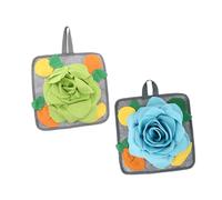 Kisangel Lot de 2 Tapis de Détection pour Lapins Semelle Antidérapante en Polaire 3D, Tapis D’éveil ’Alimentation Lent pour Petits Animaux de Compagnie D’intérieur (Vert Bleu
