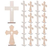 Kisangel Lot de 20 Croix en Bois pour Loisirs créatifs, centres de Table de baptême, Croix en Bois Brut à Poser pour la Communion et l'autel.