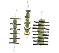 Kisangel Lot De 3 Jouets à Mâcher en Bois pour Petits Animaux, Bâtons Dentition pour Lapin, Hamster Et Cochon d'Inde, Naturels, Adaptés à La Cage Grignotage Quotidien