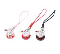 Kisangel Lot de 3 Porte-Clés Chat Amulette en Céramique Pendentifs Feng Shui Colorés Clochettes Accessoires Porte-Clés pour Paquet et Décorations Téléphone Style Japonerie