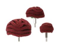 Kisangel Lot de 3 Roues de Polissage de Tête de Champignon, Diamètre 50 MM, 75 MM et 100 MM, Manche 6 MM, Brosse Abrasive Rouge en Nylon, pour Polissage Métaux et Bijoux, Accessoires pour