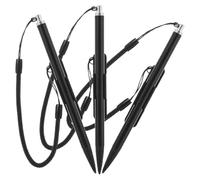Kisangel Lot de 3 Stylets Tactiles Résistifs en Métal Noir avec Clip, Stylet de Remplacement pour Tablette et Téléphone Portable, Stylo à Écran Tactile Résistif avec Cordon Anti-Perte,
