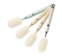 Kisangel Lot de 4 Brosses pour Bouteille Manche Amovible Éponge PP Couleurs Kaki Vert et Gris Brosse de Nettoyage Multifonctionnelle pour Biberons Tasses et Bouteilles d'Eau pour
