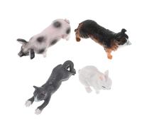 Kisangel Lot de 4 Figurines Animaux Ferme en Plastique Réalistes, Mini Modèles Lapin, Chien, Cochon et Chat, Jouets Éducatifs pour Garçon et Filles, Décorations de Pâques et Jeux