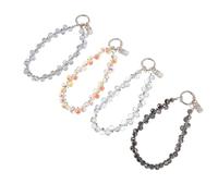 Kisangel Lot de 4 Lanières pour Téléphone Portable en Cristal Breloques Goutte d'Eau Chaîne de Poignet Anti-Perte Perles Colorées