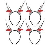 Kisangel Lot de 4 serre-têtes à cornes de taureau, accessoires de cheveux pour Halloween, coiffe de déguisement à cornes de démon, couvre-chef pour la fête d'Halloween, accessoires de