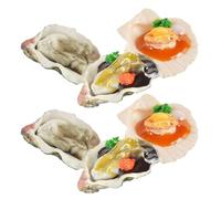 Kisangel Lot de 6 Modèles Factices Réalistes D’Huîtres Coquilles Saint- en PVC Décorations Miniatures de Fruits de Mer pour Restaurant Cuisine Accessoires Solide pour Présentation et