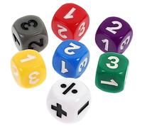 Kisangel Lot de 7 Dés d'apprentissage des Mathématiques Symboles × ÷ pour Garçon et Filles, Jeu Éducatif Pédagogique, Taille Standard, Accessoires de Jeu Scolaire, pour Exercices Arithmétiques