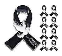 Kisangel Lot de 9 broches ruban noir pour cérémonie funéraire, souvenir
