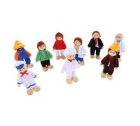 Kisangel Lot De 9 Poupées Articulées en Bois pour Enfants Jouets De Jeu De Rôle Maison De Poupée Familiale en Bois Personnages De Maison De De Médecin Infirmière