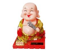Kisangel Maitreya Statue de Bouddha Rieur Figurine Solaire Jouets Drôle Voiture Secouant Tête de Voiture Décoration de Tableau de Bord Maison Bureau