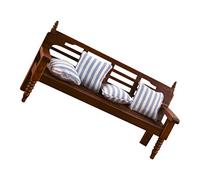 Kisangel Mini Banc Bois pour Maison de Poupée Décoration Vintage avec Coussins Accessoire de Scène Miniature pour Création de Décors Colorés