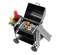 Kisangel Mini Camion BBQ décor de Mini Chariot Mini-Choses Accessoires de Maison de poupée Miniatures Mini-Alimentaire d'outils de Barbecue Mini Maison Jouets Miniatures Noir