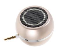 Kisangel Mini-Enceinte Portable à Brancher, 3w, Plastique, 2 Canaux, Or | Enceinte PC Jack, Entrée aux 3,5mm, Batterie Intégrée 350 Mah, Net de Protection Externe, Boîtier Protecteur