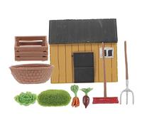 Kisangel Mini Farm Props Set Miniature Garden Decor with Small House Toy Realistic Plastic Farm Accessories for Pretend Play and Scene Decoration