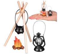 Kisangel Mini Feu de Camp Miniature pour Maison de Poupée Kit Camping Micro-Modèle Bois de Chauffage Accessoires Décoratifs pour Scènes en Plein Air Ornements pour Photographie Décor