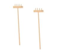 Kisangel Mini Râteau De Jardin Zen en Bambou 14cm x 3,5cm, Lot De 2, Accessoires pour Bac à Sable Intérieur, Outil De Contemplation Et Création De Motifs Zen