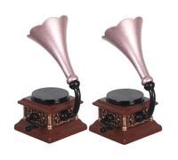 Kisangel Miniature Vintage Phonograph Model Retro Record Player Figurine for Dollhouse Decor Compact Musical Ornament for Victorian and Modern Miniature Rooms