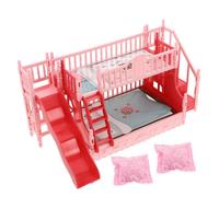 Kisangel Mobilier de Maison de Poupée pour Filles Lit Superposé Miniature avec Accessoires Oreillers Éducatif pour Jeu de Simulation et Créativité