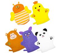 Kisangel Moufles de Bain Plusieurs styles pour Bébé Forme Fruit Adorable en Coton Doux Lot de 5 Exfoliation Délicate Plusieurs styles pour Lavage et Bain des Garçon et Filles