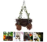 Kisangel Nid d'Oiseau Suspendu en Rotin Naturel pour Petits Moyens et Grands Oiseaux Balançoire pour Cage à Oiseaux Perchoir Confortable pour Perroquets et Perruches