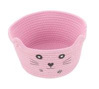 Kisangel Panier de rangement oreilles de chat corbeille de rangement Panier de rangement pour animaux de compagnie panier en corde de coton grand panier à couvertures panier de pêche rose
