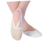 Kisangel Pantoufles De Ballet Demi-Semelle en Coton Couleur Chair s Extensible Double Élastique pour Danse Contemporaine Et Gymnastique Rythmique
