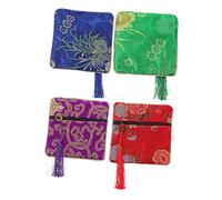 Kisangel Paquet à Clous Pipa Lot de 4 Pochettes Portables Brodées Étui de Rangement Mini pour Médiators en Coton et Polyester Pratique et