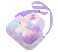 Kisangel Paquet Bandoulière Licorne Peluche pour Garçon et Filles Petit Paquet à Main Carré Doux Violet Tie-Dye Présent Fille pour Usage Quotidien et Sorties Scolaires