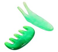 Kisangel Peigne de Massage en Résine Vert 2pcs Fourche à Gratter pour Cuir Chevelu, Outil Multifonctionnel pour Massage et Pénétration des Produits de Beauté