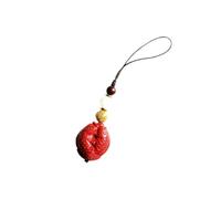 Kisangel Pendentif Téléphonique de Style Chinois en Pierre de Rouge, Décoration Suspendue Amulette D’éléphant-poisson, Lanière pour Téléphone Portable, Accessoire Feng Shui pour Téléphone