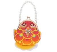 Kisangel Porte-Monnaie brodé de Poissons, Pochette de soirée avec Anse en Fausse Perle et Fermoir, idéal pour Les Mariages, Les fêtes et Les banquets.