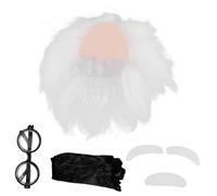 Kisangel Postiche Blanche Synthétique Cheveux Fous et Moustache Sourcils pour Cosplay Scientifique Adulte Costume Professeur Halloween Fête