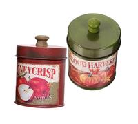 Kisangel Pots Rétro en Métal Couvercles Lot de 2 pour Décoration de Maison Cuisine Conteneurs de Rangement pour Thé Sucre Café 5.12X3.54X3.54 Pouces