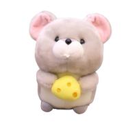 Kisangel Poupée Rat en Peluche Grise Claire Animal Doux et Décoratif Souris en Peluche avec Motif Fromage Présent Anniversaire Garçon et Filles Câlin pour Chambre
