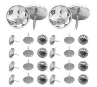 Kisangel Punaises Décoratives pour Canapé 50 Pcs, Punaises à Strass Rondes Diamètre 22,8 Mm, Base Métallique Cristaux Acryliques Blancs, Accessoires pour Meubles et Décoration Intérieure