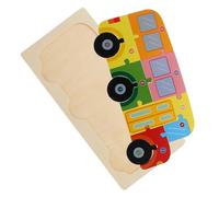 Kisangel Puzzle Bois Forme De Bus Éducatif pour Garçon Fille Jouet Puzzle De Dessin Animé Développement De Motricité Fine