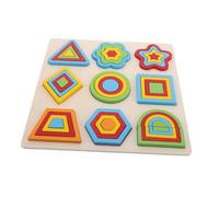Kisangel Puzzle Bois Formes Géométriques pour Tout-Petits Jeu Montessori Sensoriel Éducatif Encastrer Apprentissage Précoce Sûr et Planche de Couleur pour Garçon Fille