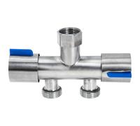 Kisangel Raccord de Tuyau d'arrosage Double en V 1/2 Pouce en Acier Inoxydable, Deux Sorties avec Interrupteur Marche/arrêt, pour arroseurs à Tirette et Tuyau de Jardin