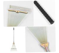 Kisangel Râteau de Jardin Acier Inoxydable avec Dents Tête Extensible pour Ramassage Nettoyage Jardin Pelouse Massifs et Outil Robuste et Portable