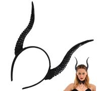Kisangel Serrage-Tête en Corne de Mouton Noir Bandeau Halloween Adulte Extensible Accessoire Coiffure Fête Cosplay Cerceau Cheveux Maléfique Léger et Confortable Décoration Carnaval