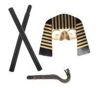 Kisangel Set Costume Égyptien Garçon Fille avec Masque et Bâton Accessoires Cosplay Souverain Léger et Réaliste pour Halloween et Carnaval