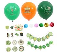 Kisangel Set de Décorations Saint Patrick avec Ballons Latex Verts Bannière Papier et Topper Cupcake Ornement pour Fête et Photo Maison et Événements