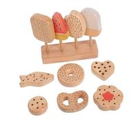 Kisangel Set de Jeu Glace Bois et Donuts pour Garçon Fille Cuisine Simulée Réaliste avec Accessoires pour Boutique de Glaces et Jeu de Rôle Éducatif