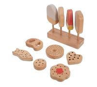 Kisangel Set de Jouets Bois Glaces et Donuts pour Cuisine Garçon Fille Modèles Bois Stables et pour Jeu Imitation et Décoration de Fête Garçon Fille