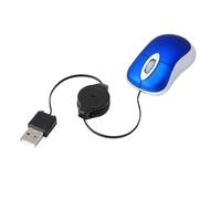 Kisangel Souris USB Filaire Télescopique 1600 Dpi, 3 Touches, Bleu | Plastique, Prise Confortable, Câble Rétractable 4 à 70cm, pour Netbooks et Laptop