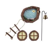 Kisangel Statues Miniatures Résine pour Jardin Décorations Suspendues Portes De Maison Féeriques avec Lanterne Accessoires Ornement pour Arbres Et Cour