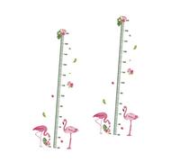 Kisangel Sticker Mural Toise Garçon et Filles Autocollant Flamant Rose 2pcs, Décor Chambre Bébé Fille Garçon, Matériau Amovible Imperméable, Mesure Hauteur Mur Surface Lisse